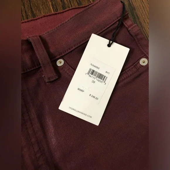 7 for all Mankind Women’s 29 High Waist Slim Kick Cropped Jeans in Ruby - NWT! - Picture 6 of 16